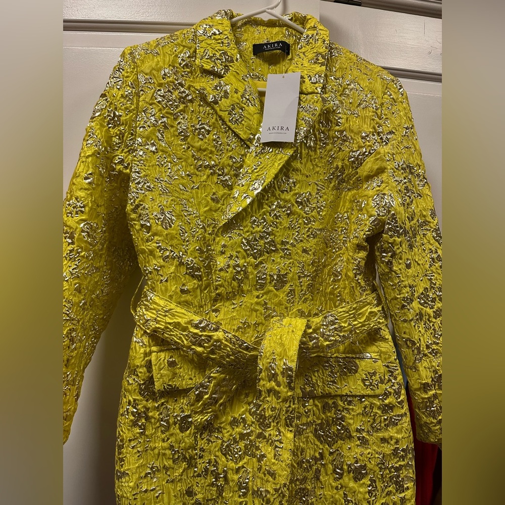Akira Yellow Embellished Women's Coat